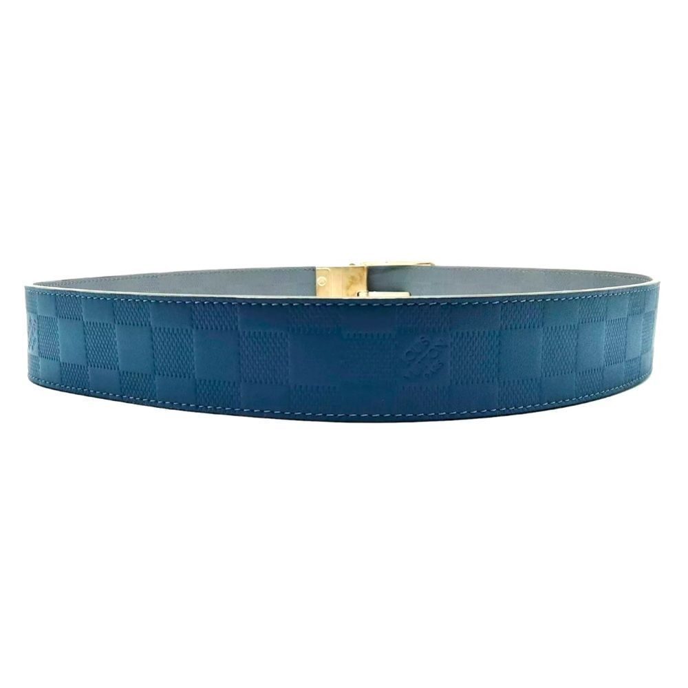 NEW Auth Louis Vuitton Blue Leather Damier Infini Belt Men’s Size 90 Very Good - Picture 11 of 11
